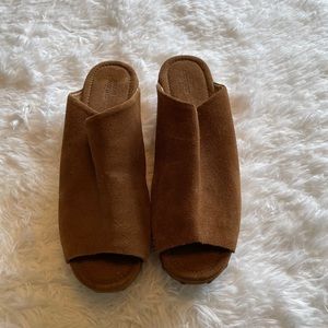 Urban Outfitters suede wooden wedges/sandals